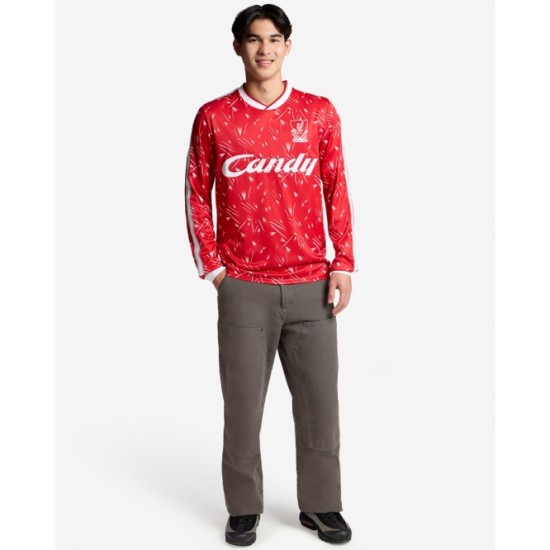 Damen Liverpool 1989/91 Heim Retro Candy Langarmtrikot
