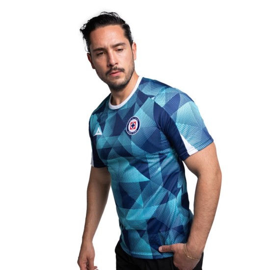 Kinder Cruz Azul 2025/26 Drittes Aufwärmshirt – Türkis/Marineblau