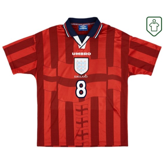 Männer England 1997/99 Auswärts Retro Shirt Gascoigne #8 Männer England 1997/99 Auswärts Retro Shirt Gascoigne #8