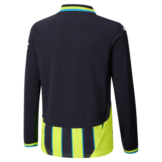 Kinder Manchester City 2024/25 Auswärts Trikot mit langen Ärmeln