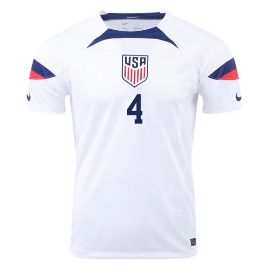 Tyler Adams #4 USMNT Heimtrikot Weltmeisterschaft 2022