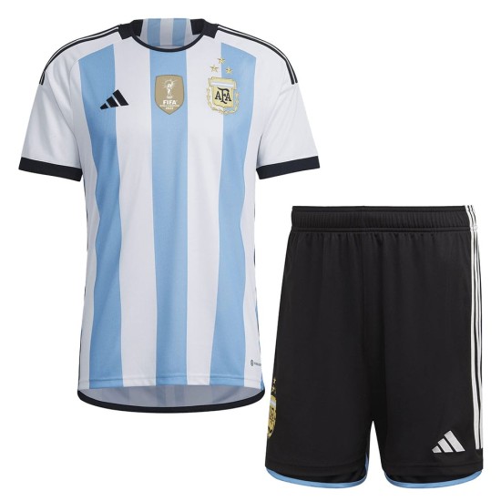 Kinder Argentinien Heimtrikot+Kurze Hosen Weltmeisterschaft 2022