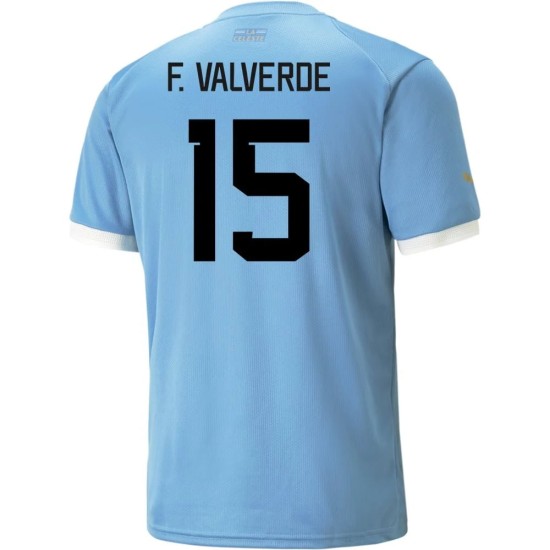 Federico Valverde #15 Uruguay Heimtrikot Weltmeisterschaft 2022 Federico Valverde #15 Uruguay Heimtrikot Weltmeisterschaft 2022