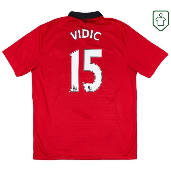 Herren Manchester United 2013/14 Heim Retro Shirt Vidic #15 Herren Manchester United 2013/14 Heim Retro Shirt Vidic #15