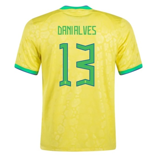 Dani Alves #13 Brasilien Heimtrikot Weltmeisterschaft 2022