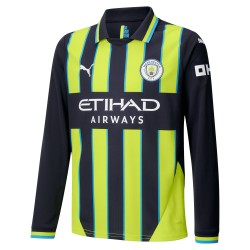 Kinder Manchester City 2024/25 Auswärts Trikot mit langen Ärmeln
