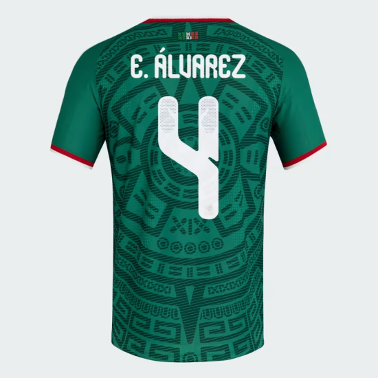 Herren Mexiko 2026 Heim Authentisches WM-Trikot E. ÁLVAREZ #4
