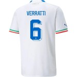 Marco Verratti #6 Italien Auswärtstrikot Weltmeisterschaft 2022 Marco Verratti #6 Italien Auswärtstrikot Weltmeisterschaft 2022