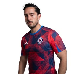 Kinder Cruz Azul 2025/26 Drittes Aufwärmshirt – Rot/Marineblau